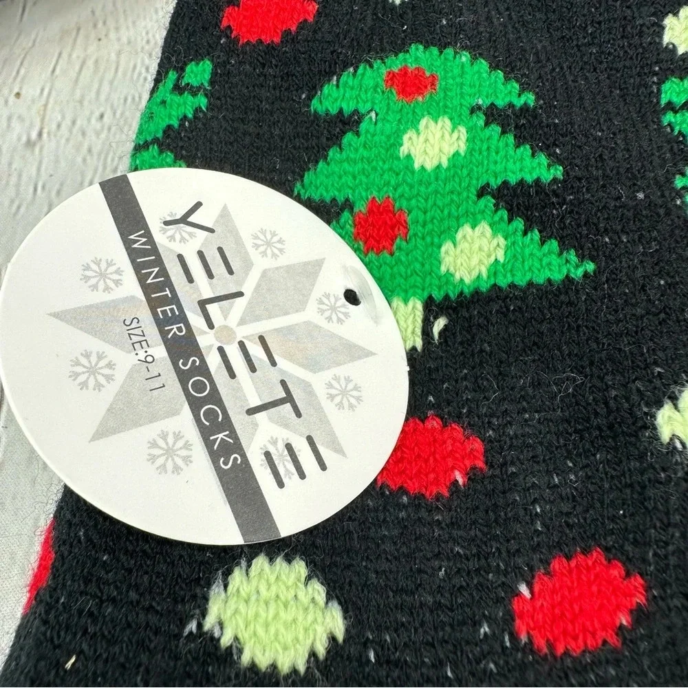 Boutique YELETE holiday christmas serpa lined socks sz 9-11 womens NWT set of 2